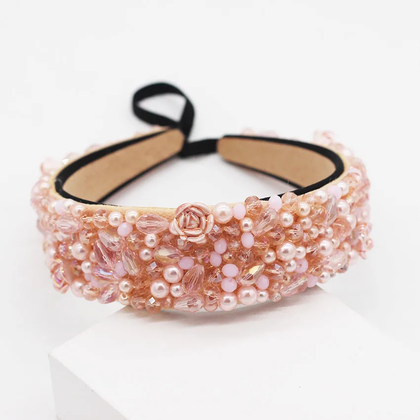 Baroque crystal large flower transparent particles geometric travel headband street shoot casual hair accessories 946 - Окраска металла: 2