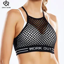 Для женщин стрейч тренировки майка сетка Фитнес Йога проложенный Спортивный бюстгальтер Racerback письмо работает нижнее белье пуш-ап Йога Топ Бюстгальтер p019