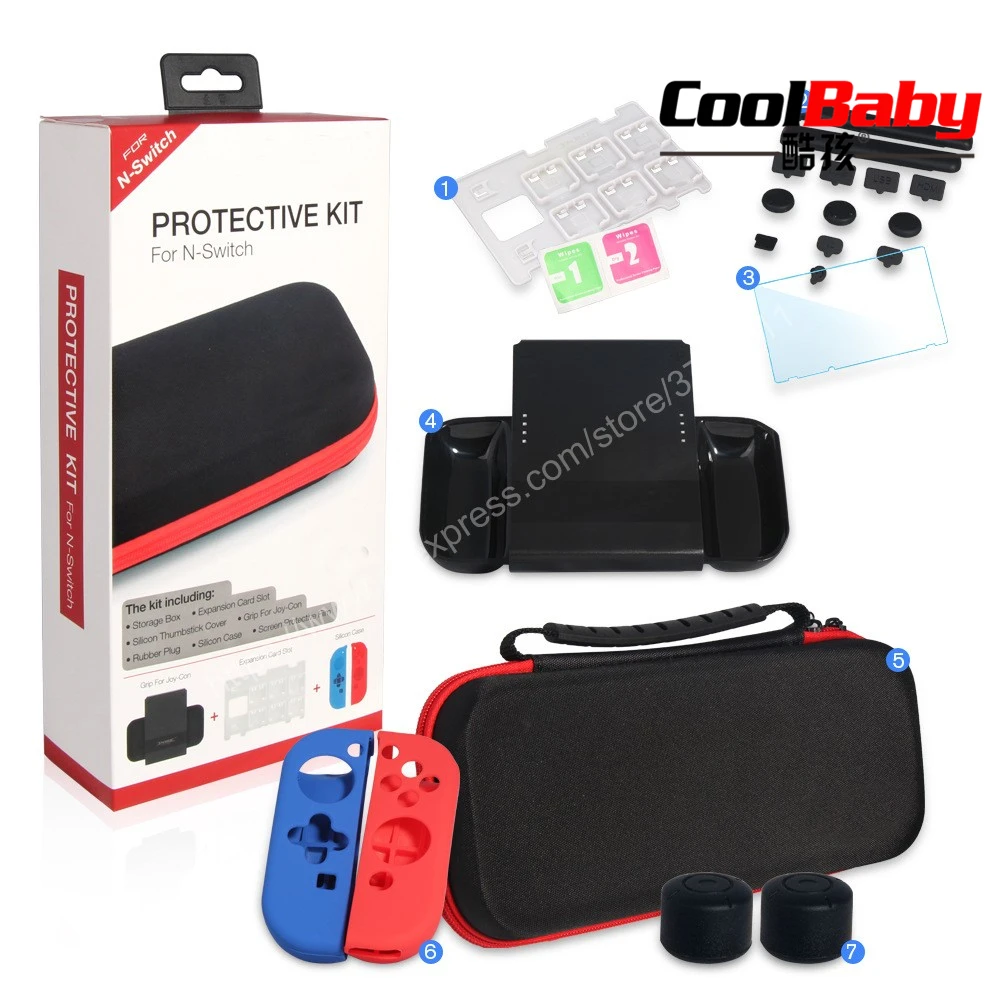 10 в 1 Набор аксессуаров для Nintendo Switch с сумка, чехол для переноски Joy-Con Grip Регулируемая подставка защита экрана 3 пакеты