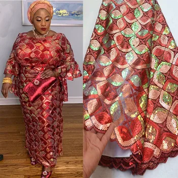 

Latest Popular Organza Lace Fabric High Quality Sequin Lace French Net Lace Fabrics With Sequins For Party Dress PSA761-1