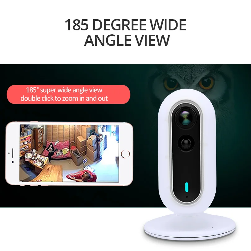 Home Hd 1080P Wifi Camera H.264 Wireless PIR Detect Panoramic Fish Eye 180° Horizontal Panorama Night Vision P2P Baby Monitors