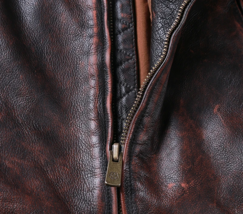 Popular MX Read Description ! Asian size super quality men's genuine cow leather coat vintage cowhide leather jacket