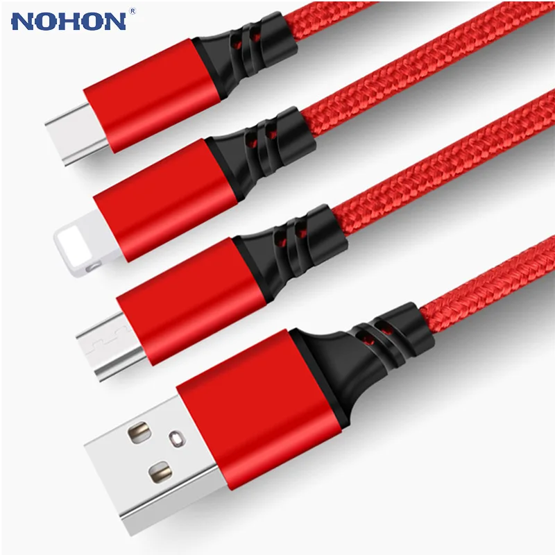 3 в 1 USB кабель для iPhone XS Max XR X 8 7 зарядное устройство Micro USB кабель 2 в 1 кабель для мобильного телефона usb type-c