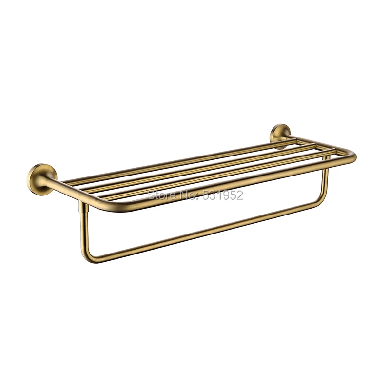 Luxury Brushed Gold Double deck Towel Rack Wall Mount Bathroom Towel