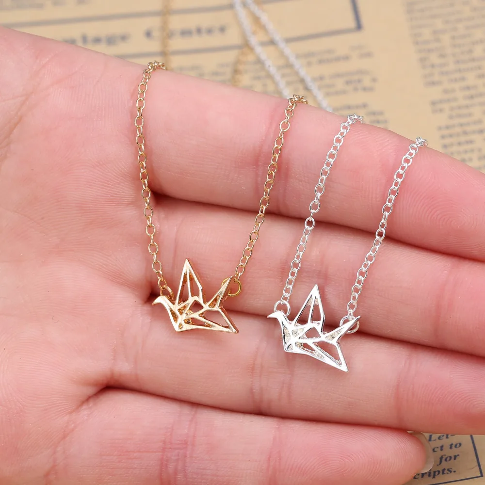 

Simple Summer Style Hollow Origami Animal Pendant Necklace Silver Gold Planted Long Link Chain Necklaces For Women Pretty Gift