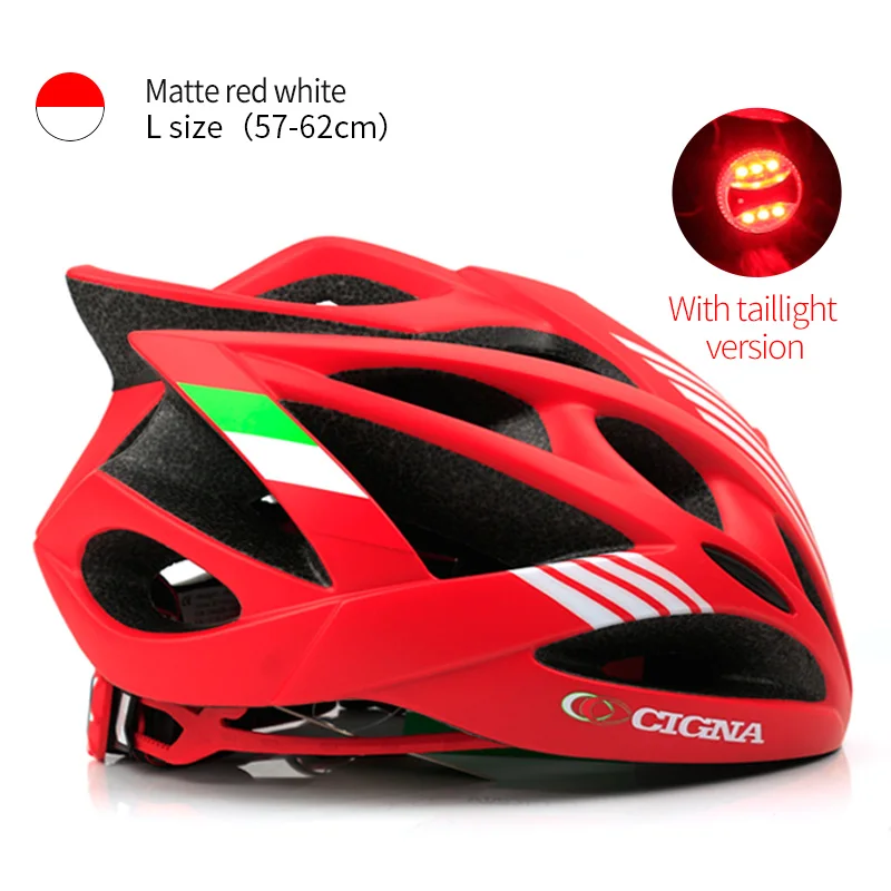 Matte red white CIGNA велосипеда ультра светильник шлем с светильник межгрольный литой Горный Дорожный велосипед MTB Велоспорт Шлем для велоспорта, велосипедный шлем для Для мужчин Для женщин - Цвет: Matte red white