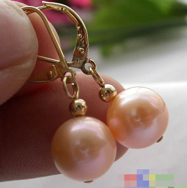 

hot sell new - -hot 12118 PINK ROUND FRESHWATER PEARL DANGLE EARRING