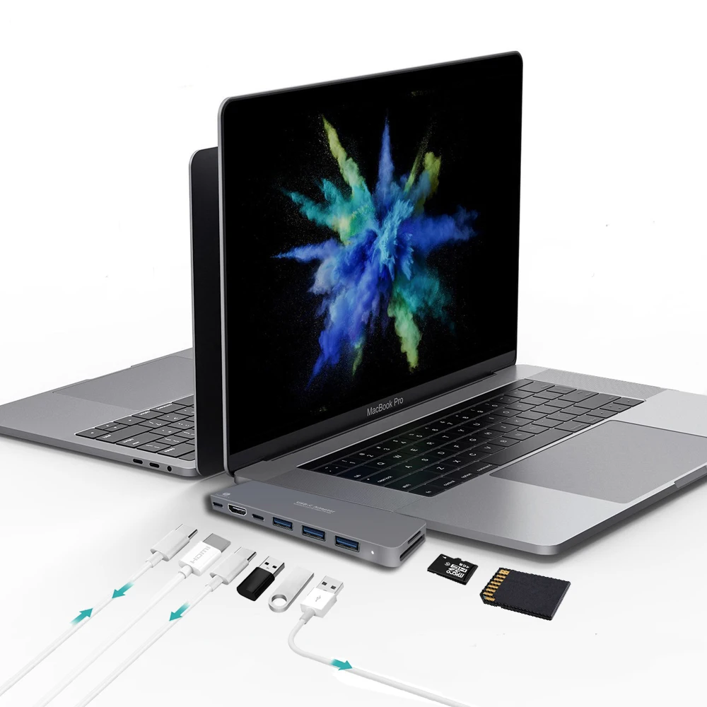 USB C концентратор, Thunderbolt 3 концентратор allfu 8-в-1 Тип C Pro Hub адаптер для / MacBook Pro 1" и 15"