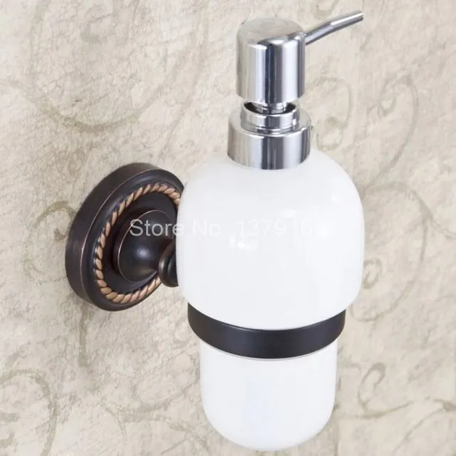 Modern Wall Mounted Kitchen Bathroom Sink Basin Accessory Oil Rubbed Modern Wall Mounted Kitchen Bathroom Sink Basin Accessory Oil Rubbed Bronze Porcelain Soap Dispenser Aba218