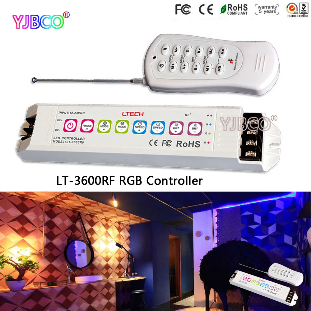 DC12V-24V 3600RF Многофункциональный светодио дный контроллер RGB (общий анод) MAX18A вход для RGB Светодиодные ленты свет модуль