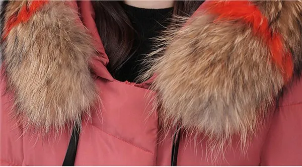 Rlyaeiz Мода 6XL зимнее хлопковое пальто куртка зимняя куртка женская цветная парка с меховым воротником средней длины толстое теплое пальто для женщин