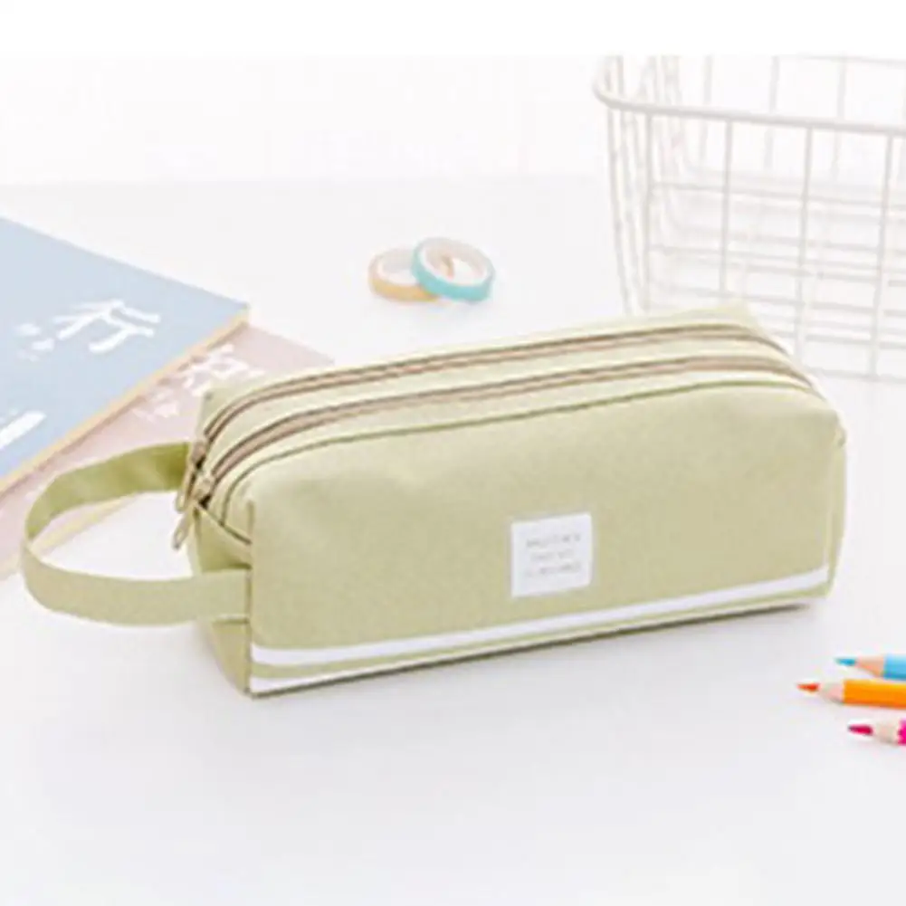 Gray green Сумка для карандашей многофункциональная большая емкость двухслойный чехол для карандашей на молнии для школьных канцелярских принадлежностей D20 - Цвет: Gray green