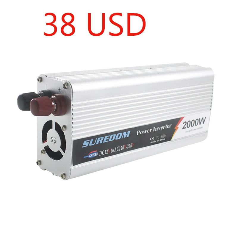Prix pour Inverseur de voiture 2000 w puissance inverseur 12 v 220 v 1 USB auto adaptateur véhicule transformateur de voiture-chargeur convertidor de corriente 12 v un 22 Prix pour Inverseur de voiture 2000 w puissance inverseur 12 v 220 v 1 USB auto adaptateur véhicule transformateur de voiture-chargeur convertidor de corriente 12 v un 22
