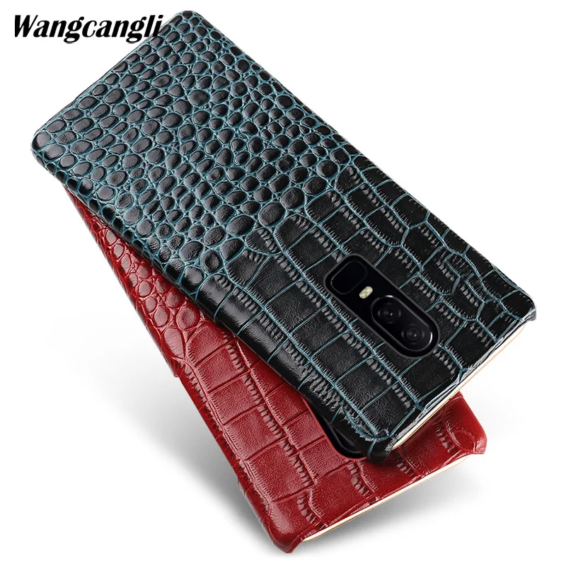 Wangcangli шаблон крокодил половина-Pack чехол для телефона для Oneplus 6 из натуральной кожи чехол для телефона для Oneplus 3 т 5 5 Т 6