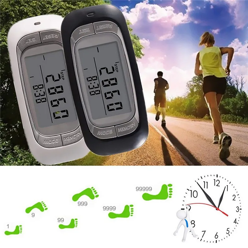 SGOODE Multifunction 3D Sensor Running Walking Pedometer Steps Counter Calorie Burnt Calculator Lightweight Clip on Pedometers