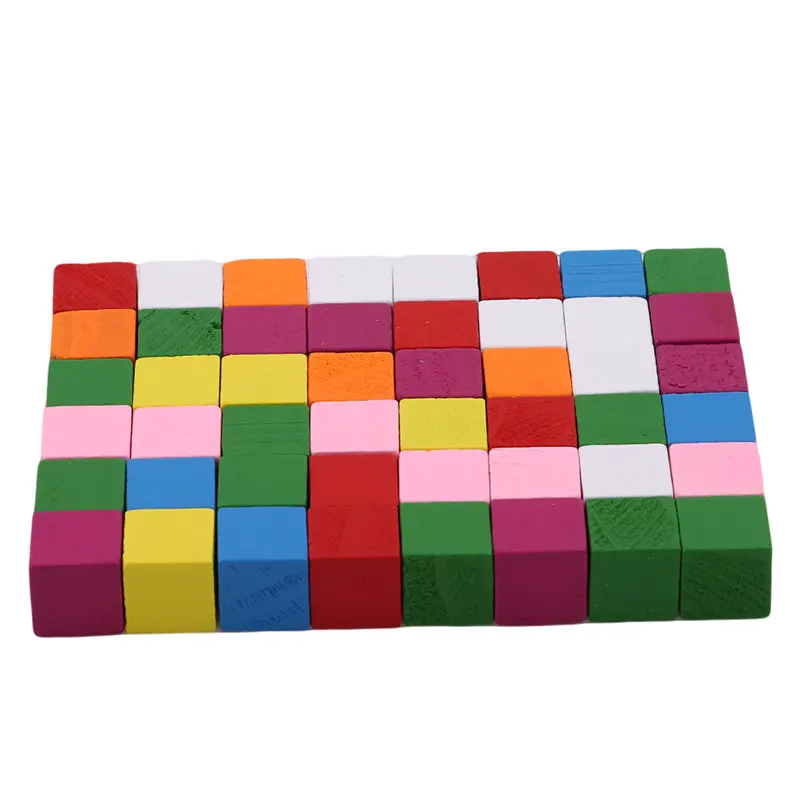 25-50 шт./упак. Монтессори красочные деревянные куб блоки яркий сборка блок Ранние обучающие Игрушки для раннего развития детей - Цвет: 15mm(50 pcs)