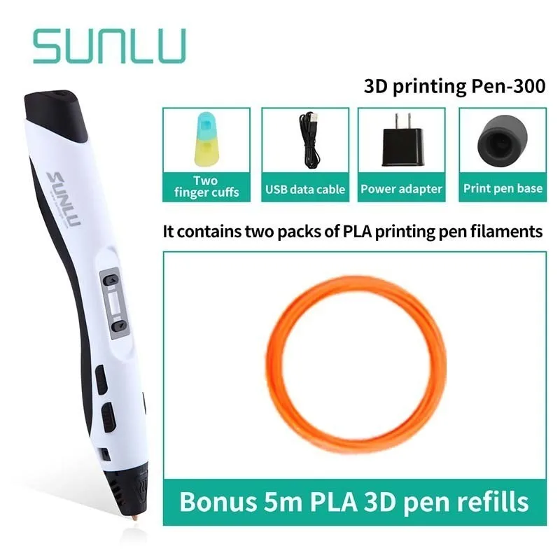 

SUNLU 3D Printing Pen SL-300 3D Drawing Pens For Children Scribble Suppot 1.75mm PLA/ABS Filament As Birthday Gift