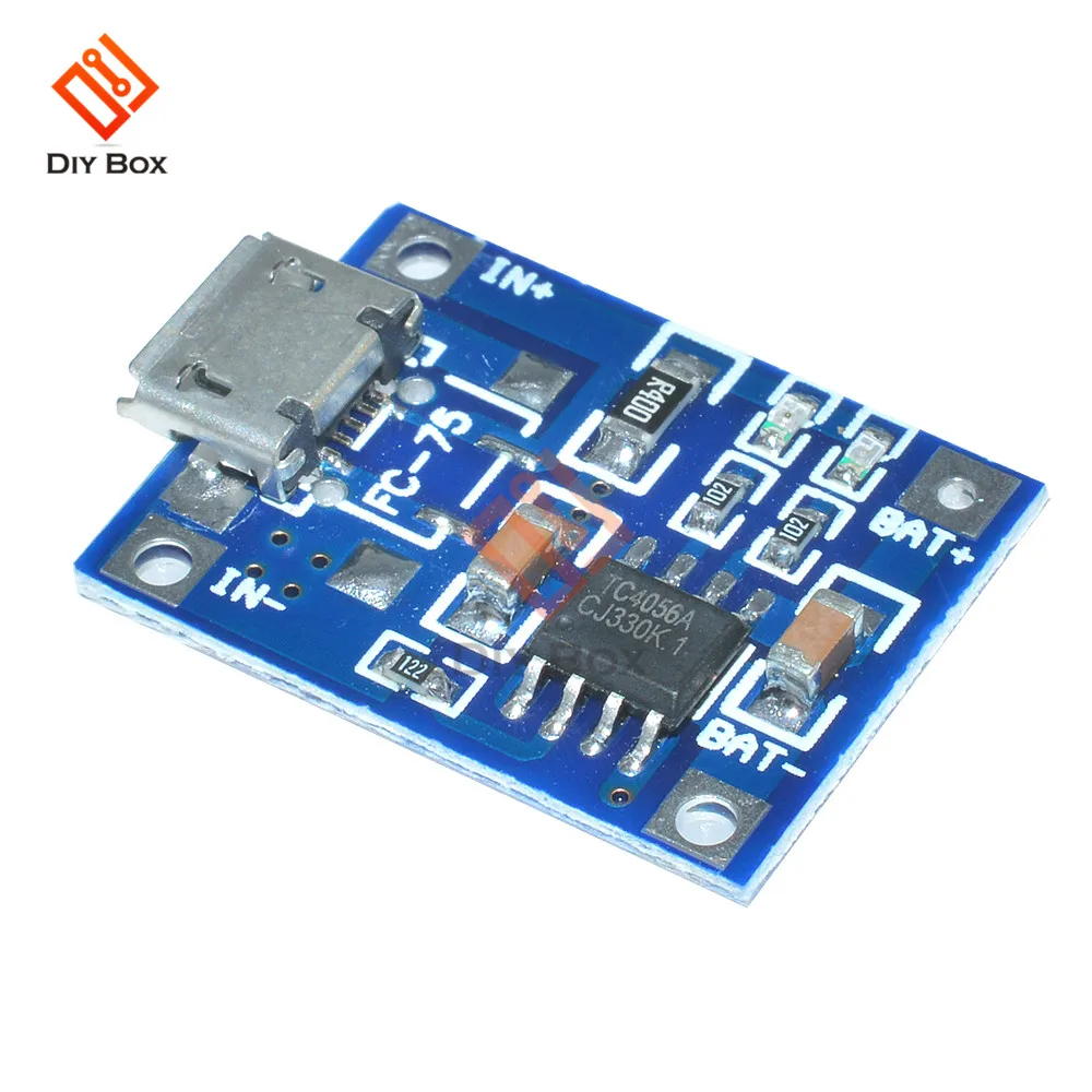 

DC 5V 1A Lithium Battery Power Charging Precise Linear 18650 Battery Charger Micro USB TP4056 DIY Board Module