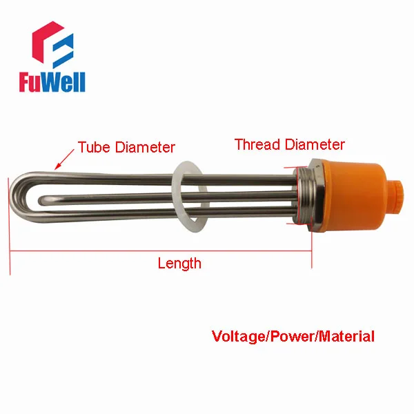 304 нержавеющая сталь 3U трубка комплект электрический водонагреватель элемент для резервуара для воды DN40/1,5 дюймов/47 мм