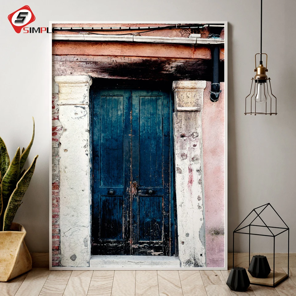 

Nordic Marble Pink 69 in Venice Door Retro Posters And Prints Wall Art Canvas Painting Wall Pictures For Living Room No Frame