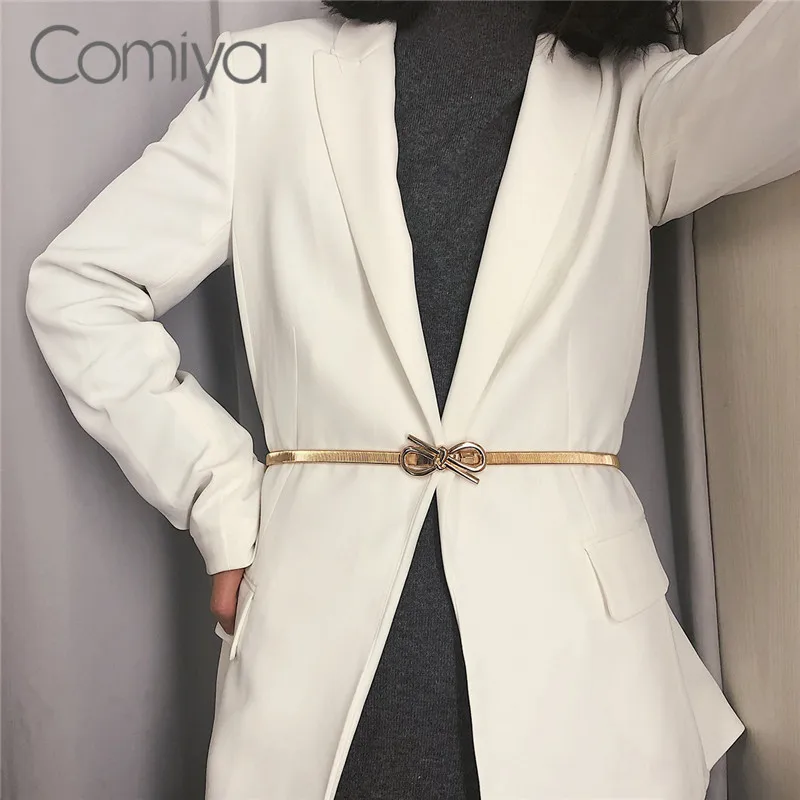 Comiya ремни на талию для женщин золотого цвета, корейская бижутерия, пояс из цинкового сплава с узлом, ювелирные изделия, модные подвески, аксессуары для женщин