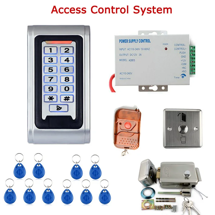 Дверная система контроля доступа комплект Электрический дверной замок + блок питания + входная клавиатура + пульт дистанционного