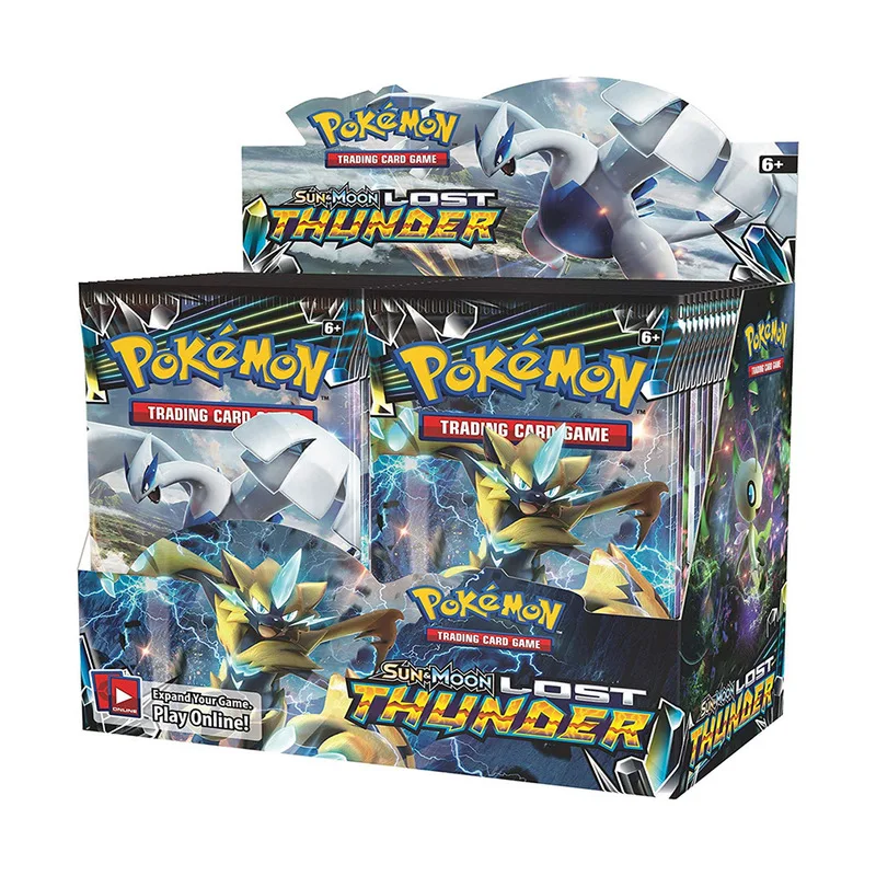 Comprar 36 paquetes por caja Pokemon TCG Tarjeta de edición en inglés Pikamon Pokemon Sun Moon Lost Thunder suplemento paquete niños juguete regalo