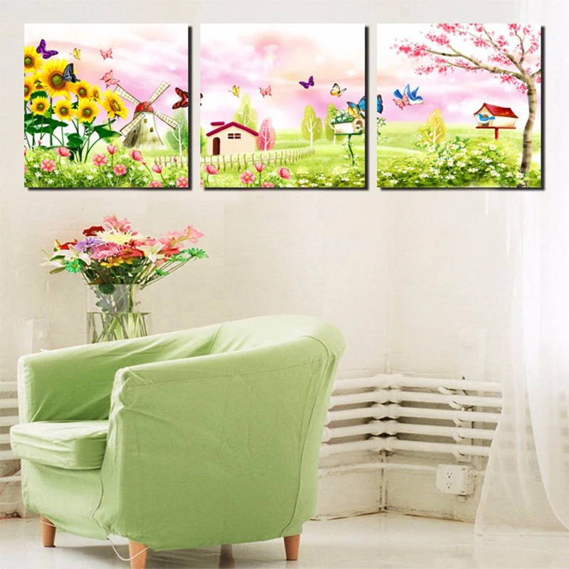 3 шт. живопись на холсте мультфильмы сказочный сад художественные принты Бабочка