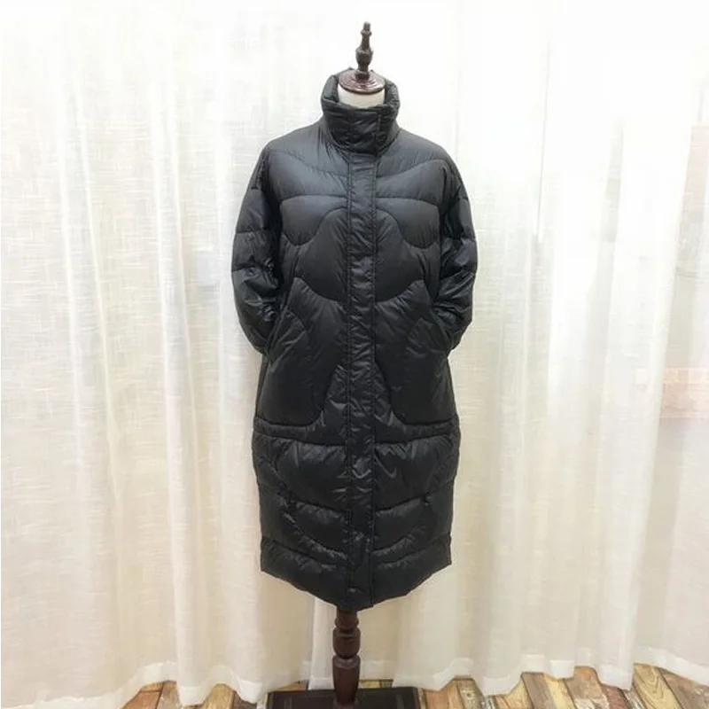 Новая модная зимняя куртка, пальто для женщин, свободная теплая парка, белый утиный пух, пальто, Толстая куртка, длинная парка размера плюс, Женское пальто
