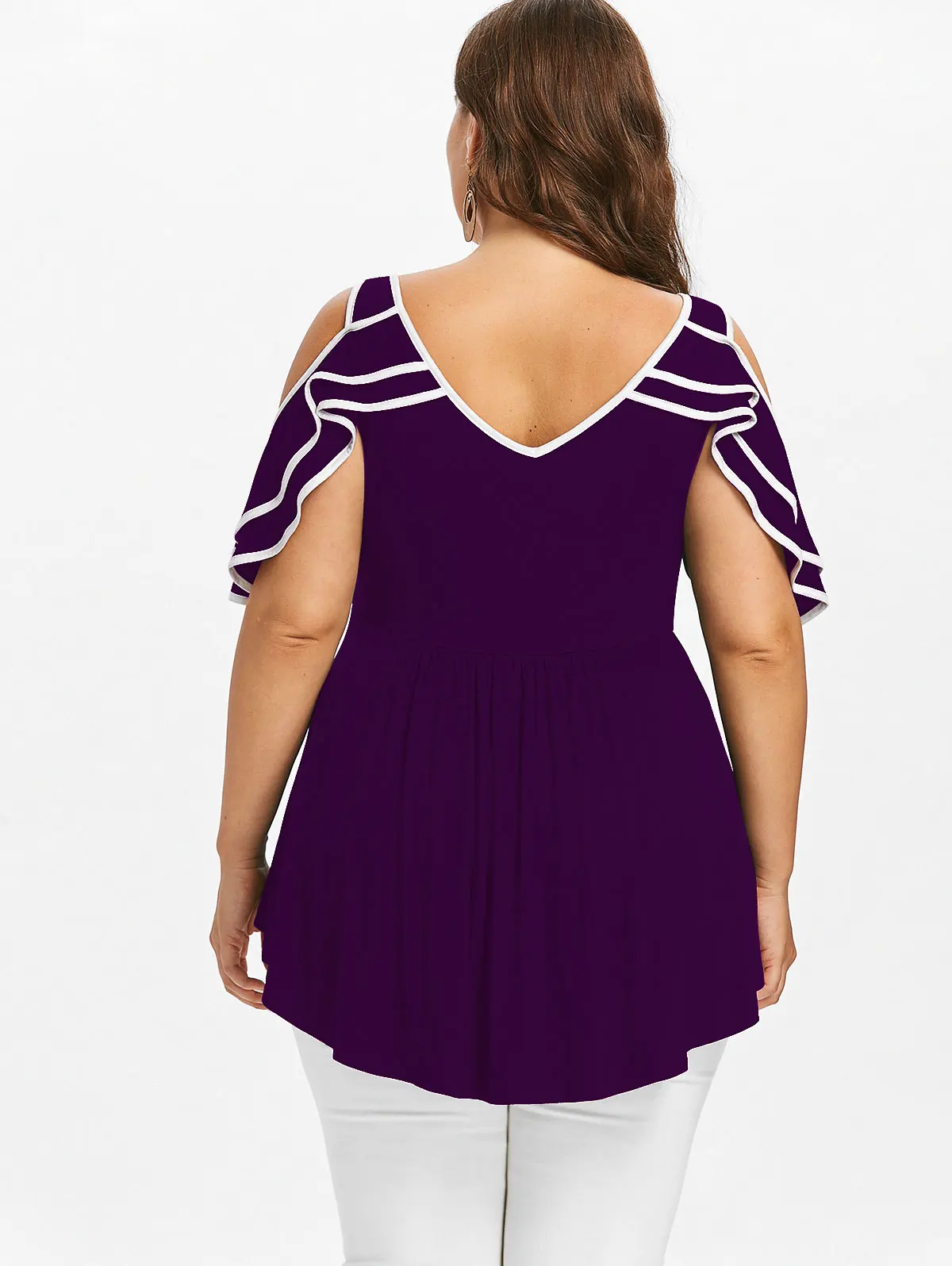 Gamiss женские летние большие размеры 5XL слоистая футболка с открытыми плечами Повседневная v-образный вырез кружева связаная крючком рукава Топы одежда большой размер