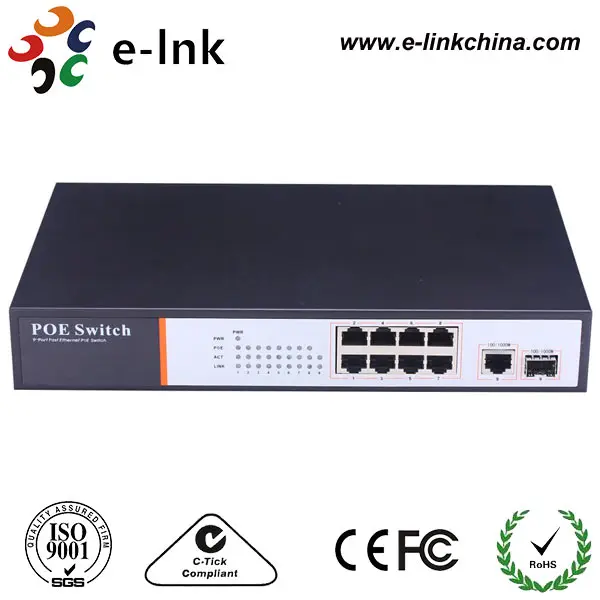 

10/100Mbps 8 port managed PoE Switch with gigabit one uplink port and one SFP port