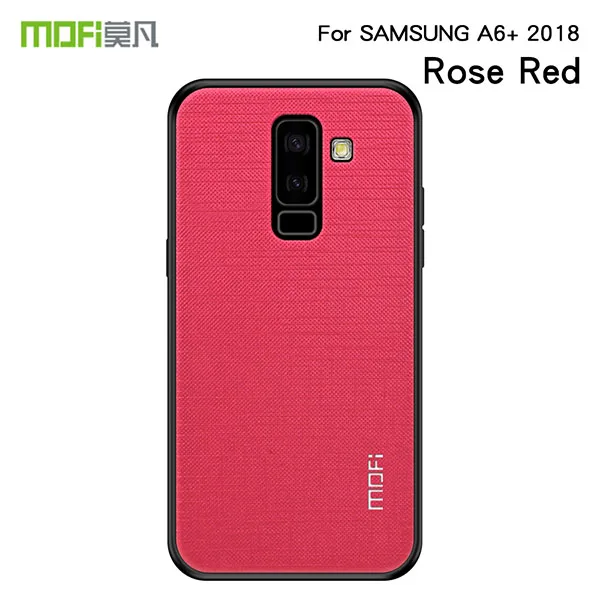 MOFi яркая серия Shield чехол для samsung Galaxy A6+ Высокое качество ТПУ Мягкий противоударный PC жесткий ткань Защитный чехол для телефона чехол - Цвет: Rose Red