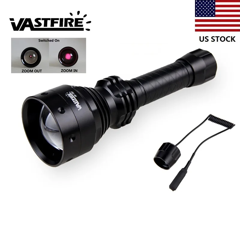 

Portable Hunting Flashlight IR 850nm Night Vision Flashlight Zoomable LED Light with Remote Pressure Switch and mount US Stock