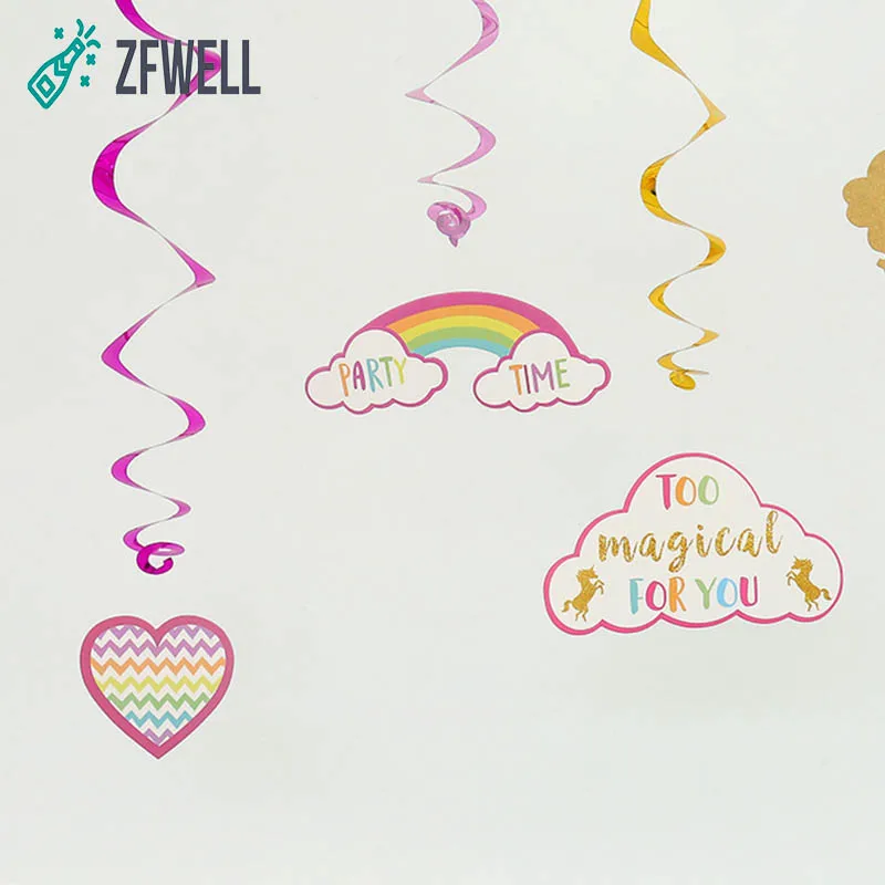 ZFWELLGraduation сезон ПВХ спиральное ожерелье с кулоном Черное золото серии день рождения макет сцены набор pull цветочные украшения - Цвет: unicorn