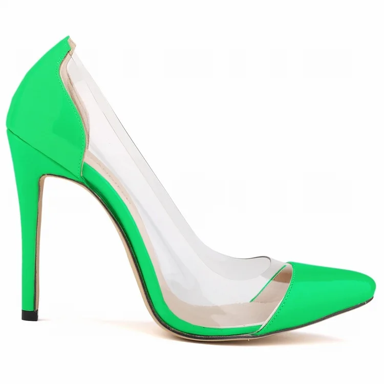 Loslandifen/модные женские туфли-лодочки с острым носком туфли принцессы на высоком каблуке женские вечерние туфли из искусственной кожи в стиле пэчворк для свадьбы - Цвет: Зеленый