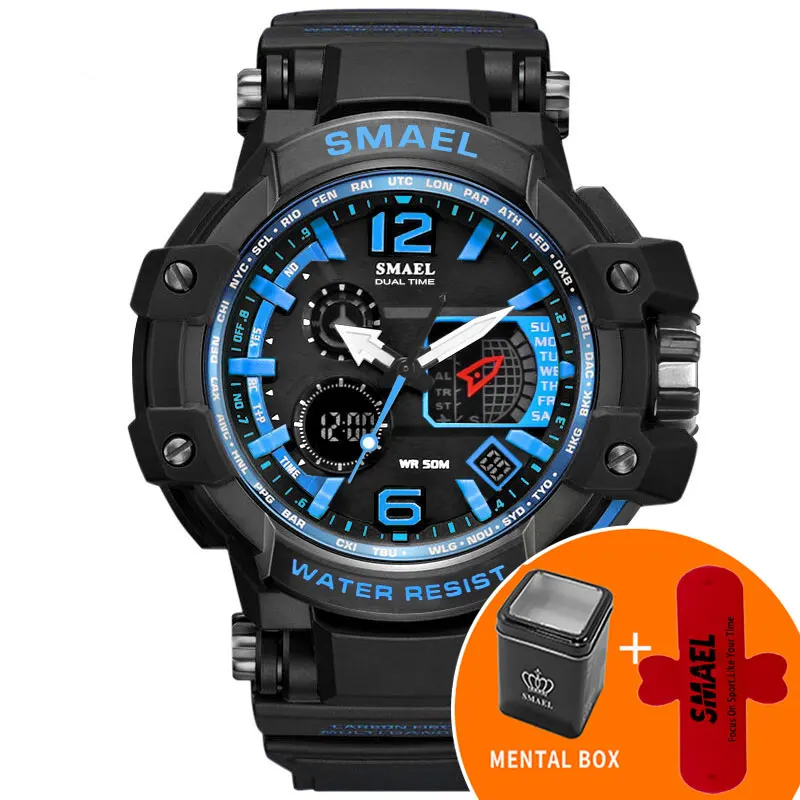 Blue Box SMAEL, модные спортивные часы для мужчин, 30 м, водонепроницаемые, S Shock, наручные часы, 1509, мужские, цифровой, светодиодный, часы, Relogio, цифровые, Reloj Hombre - Цвет: Blue Box
