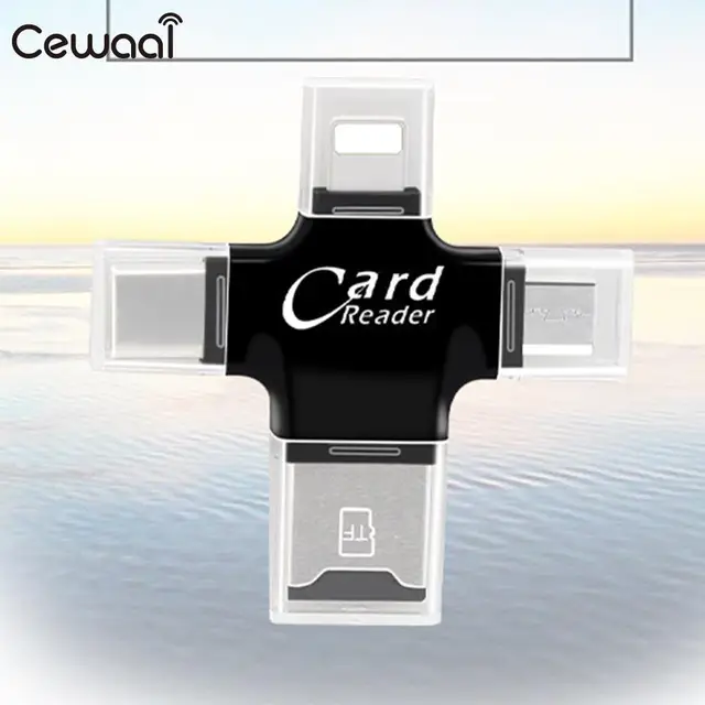 Best Offers Cewaal Portable Memory Card Reader Four in One Card Reader TF Card Reader Lightning 8pin Micro USB Type-C OTG for Phone Computer Best Offers Cewaal Portable Memory Card Reader Four in One Card Reader TF Card Reader Lightning 8pin Micro USB Type-C OTG for Phone Computer