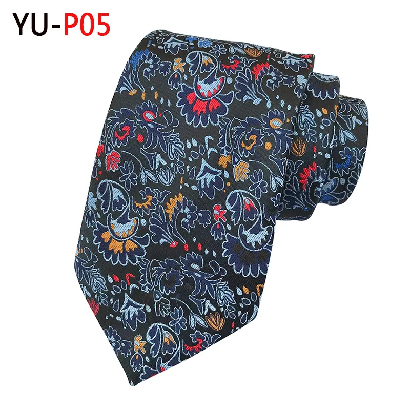 Модный Роскошный мужской галстук 8 см шелковые галстуки жаккардовые Тканые Классические Галстуки для мужчин формальные деловые Свадебные Галстуки для жениха - Цвет: YU-P05