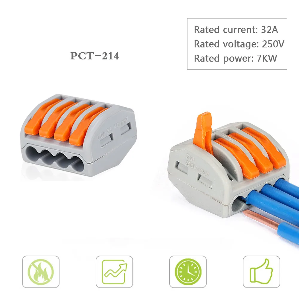 PCT-214 5 шт. 2pin 3pin 4pin 5pin 8pin светодиодные соединитель-проводник клеммный блок лампы компактный Универсальный разъем провода - Цвет: PCT-214