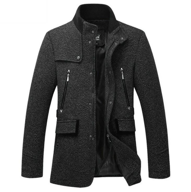 

OLN Wool Jacket Men Casual Coat Slim Fit Jackets Fashion Outerwear Man Spring Autumn Jacket Overcoat Pea Coat Plus Size 3XL