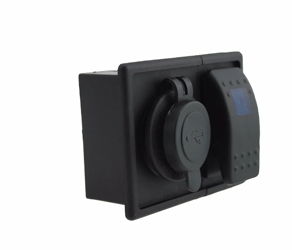 DC 12 V-24 V Белый 2.1A один USB порт синий светодиодный кулисный переключатель с держателем корпус для автомобиля лодки RV Мотоцикл морской