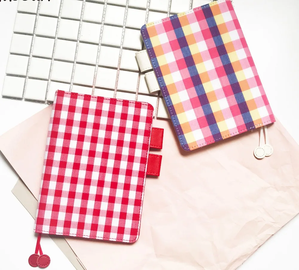 

Sweet Grid Hobonichi Style Journal Cover Suit For Standard A6 Fitted Paper Book 1 Piece School Office Supplies Girl Gift