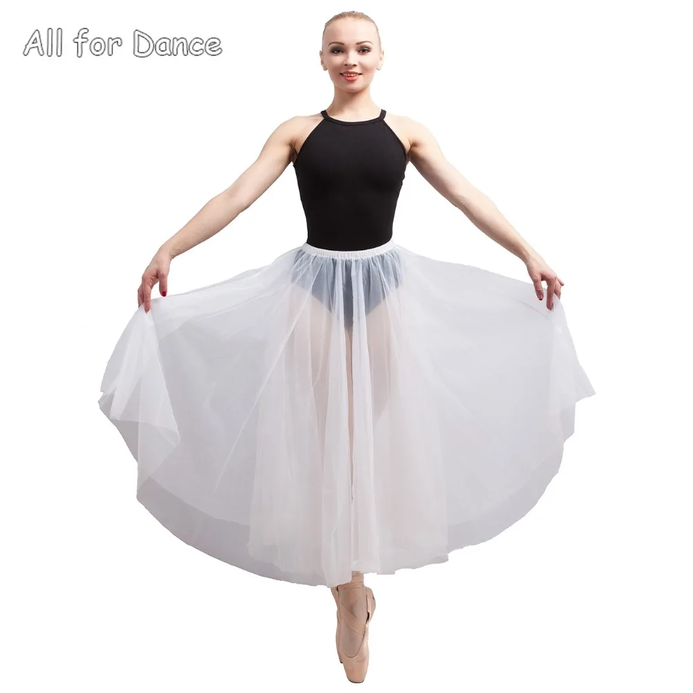 2 Layers Soft Tulle Without Pants Adult Ballet Dance Long Tutu Dance Wear For Lyrica Dance