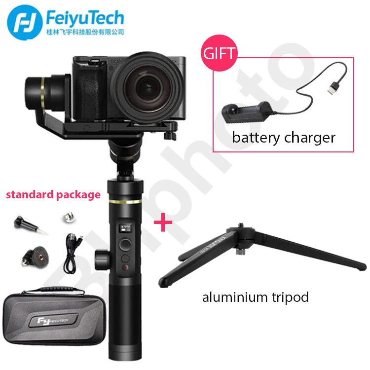Feiyutech G6 плюс 3-осевой Карманный стабилизатор для экшн-камеры Gopro hero смартфонов беззеркальных экшн Камера sony a6000 RX0 RX100 - Цвет: add Aluminium Tripod