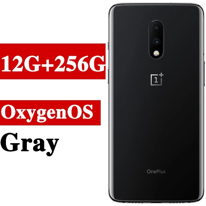 12G 256G gray Глобальная прошивка мобильного телефона Oneplus 7 6,41 дюймов AMOLED 48MP камеры кислородная ОС Snapdragon 855 разблокировка экрана NFC 3700 мАч - Цвет: 12G 256G gray