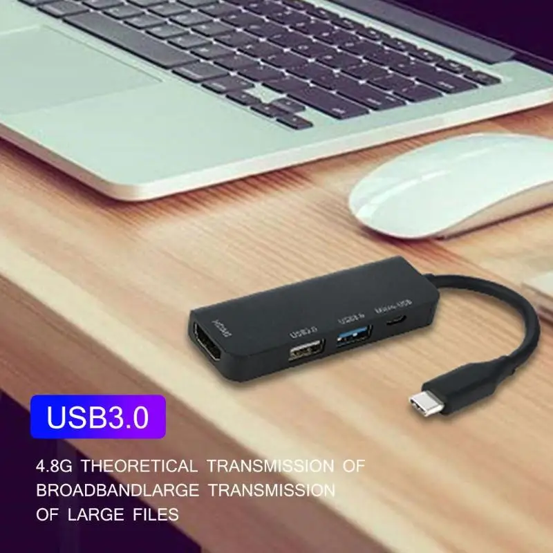 1080 P Тип-C USB концентратор до USB2.0/USB3.0/HDMI/Micro USB адаптер док-станция для USB-C концентраторы для ПК компьютера телефона с изображением из мультфильма
