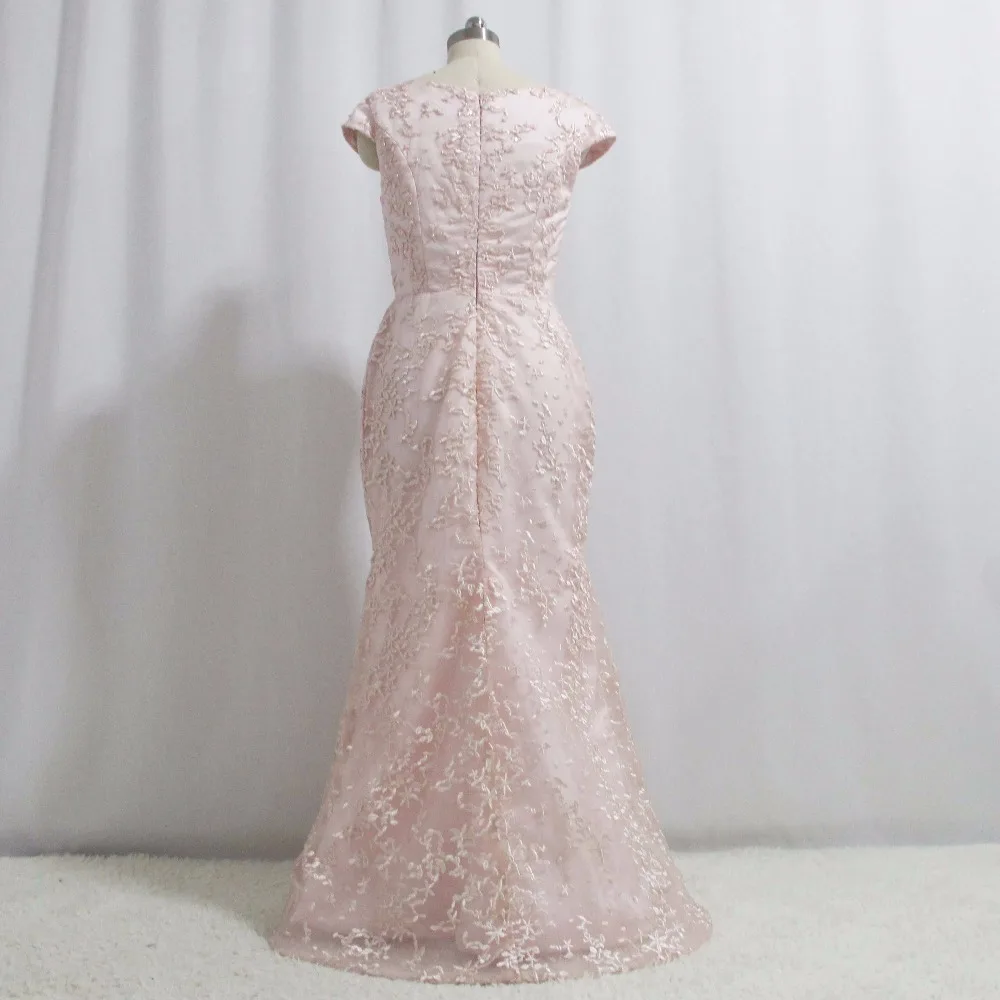 Простой Vestidos De formature Косметическая пудра розовый о Средства ухода за кожей шеи короткий рукав бисера Жемчуг Русалка Кружево Выпускные платья