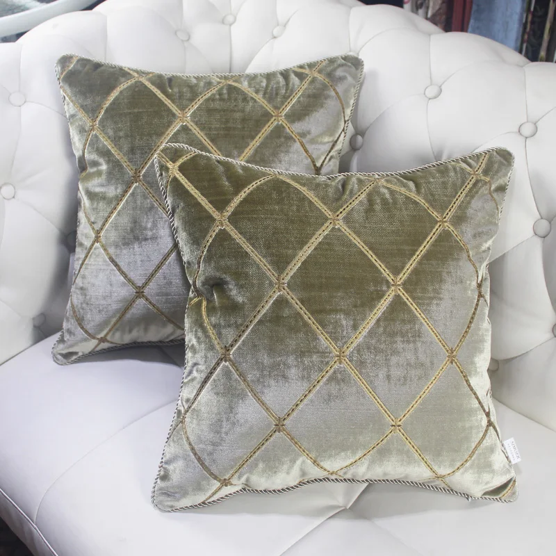 Толстый тканевый чехол для подушки с вышивкой бархатные Роскошные Чехлы в клетку