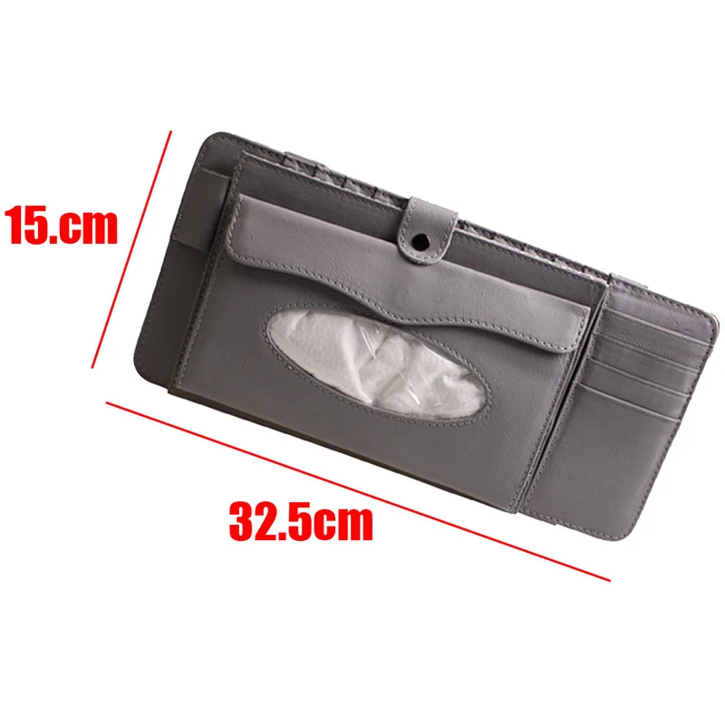 prativerdi New 3 in 1 Leather CD Case Car DVD Sun Visor Box With Tissue Travel Organizer For Glasses Business Card Storage Bag