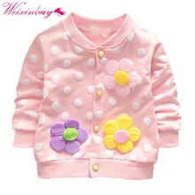 Осеннее пальто для малышей хлопковая одежда для девочек куртка-кардиган для малышей пальто с цветочным принтом для детей 0-24 месяцев